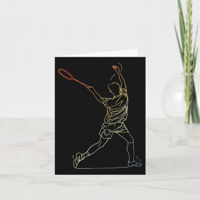 Badminton Linie Art Indoor Sports  Card (Front)