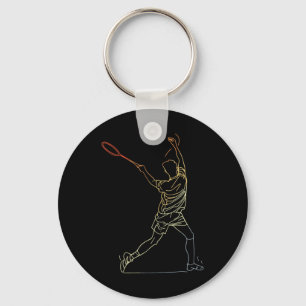 Badminton Linie Art Indoor Sports  Keychain