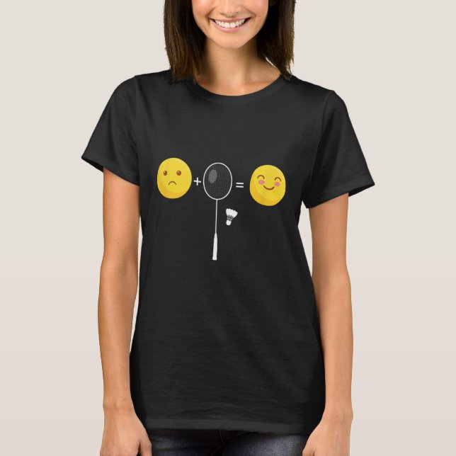 Badminton Love Happy Team Player Coach Funny Shutt T-Shirt (Front)