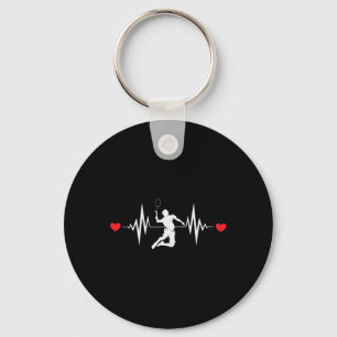 Badminton Lovers Heartbeat Clothing Keychain