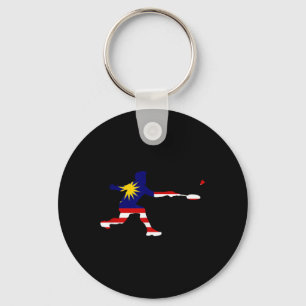 Badminton Malaysian Flag Racquet Shuttle Men Playe Keychain