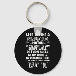 Badminton Match Sport Player Racket Shuttle Games Keychain