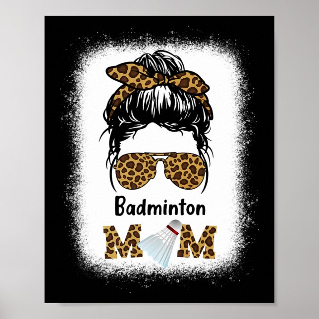Badminton Mom Bleached Leopard Print Women Shuttle (Front)