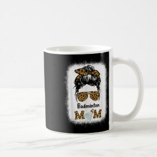 Badminton Mom Bleached Leopard Print Women Shuttle Coffee Mug