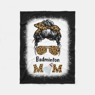 Badminton Mom Bleached Leopard Print Women Shuttle Fleece Blanket