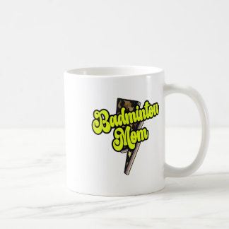 Badminton Mom Leopard Bolt Thunder Vintage Sports  Coffee Mug