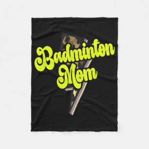 Badminton Mom Leopard Bolt Thunder Vintage Sports Fleece Blanket