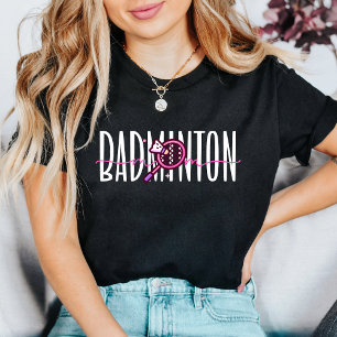 Badminton Mom Pink Racket Layered Typography Tri-Blend Shirt