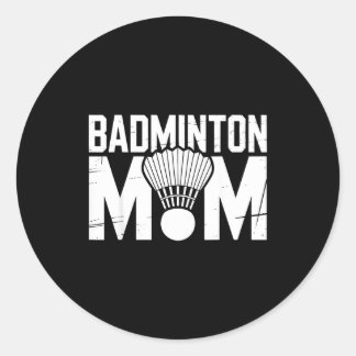 Badminton Mom Retro Women Badminton Lover Mommy Mo Classic Round Sticker