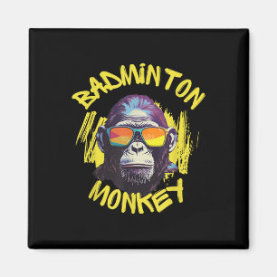 Badminton Monkey With Racquet Shuttle Jungle Sport Magnet