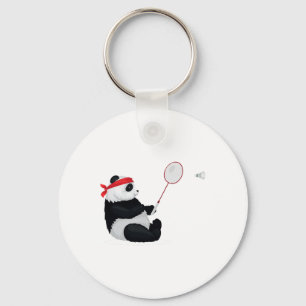 Badminton Panda Funny Sweet Sport Humour Shuttle A Keychain