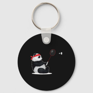 Badminton Panda Funny Sweet Sport Humour Shuttle A Keychain