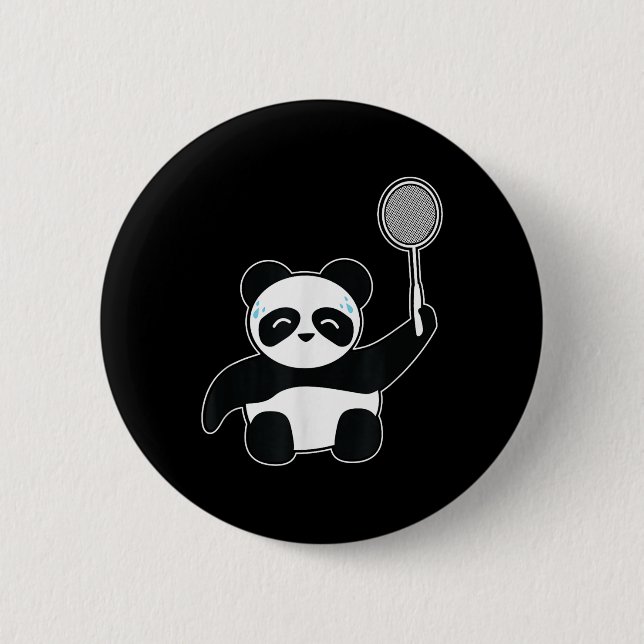 Badminton Panda Getting Sweaty  2 Inch Round Button (Front)