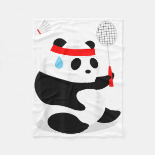 Badminton Panda Getting Sweaty Missed  Fleece Blanket