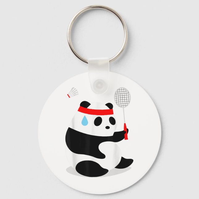 Badminton Panda Getting Sweaty Missed  Keychain (Front)