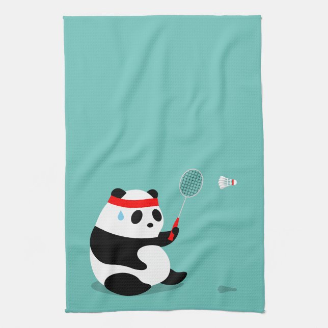 Badminton Panda Getting Sweaty Sports Towel (Vertical)