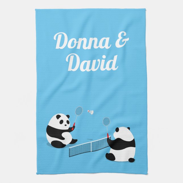 Badminton Pandas Sports Towel (Vertical)