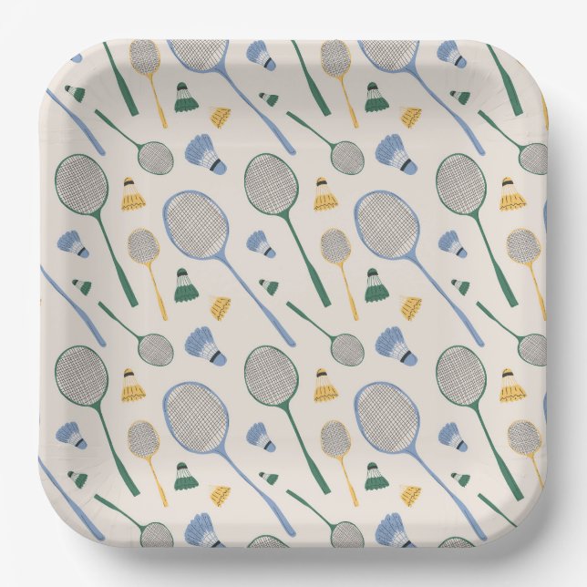 Badminton Paper Plates, Shuttlecock Party Plate (Front)