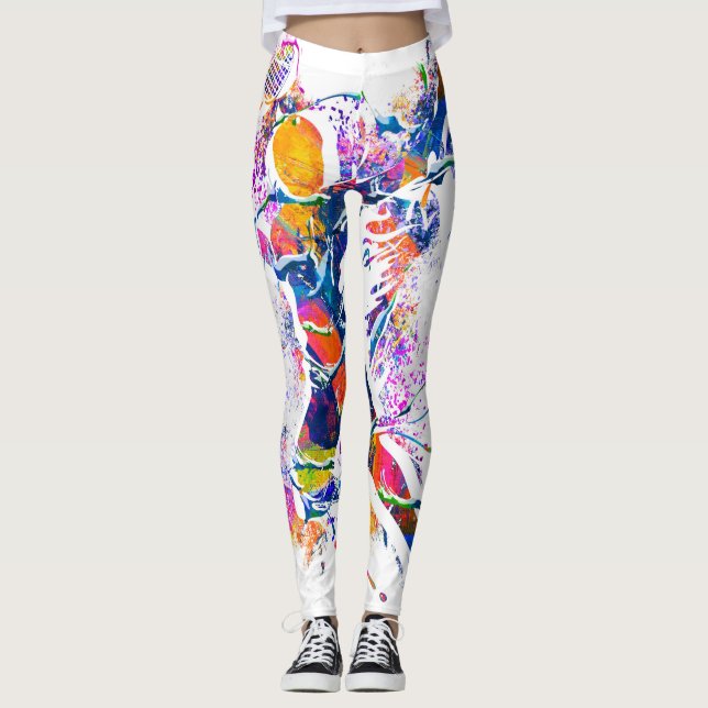 Badminton Pattern - Badminton Player Leggings (Front)