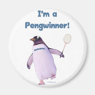 Badminton Penguin Magnet