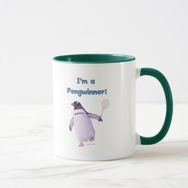 Badminton Penguin Mug (Right)