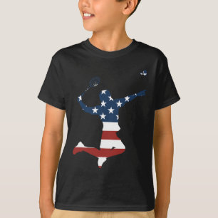 Badminton Player American Flag Apparel Badminton P T-Shirt