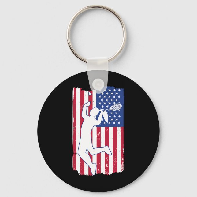 Badminton Player Badminton Usa Team Coach American Keychain (Front)