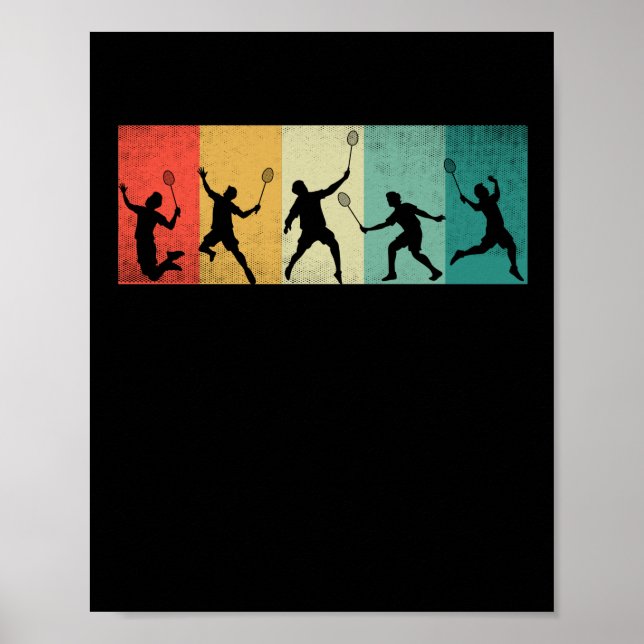 Badminton Player Cool Vintage Retro Art Sport Poster (Front)