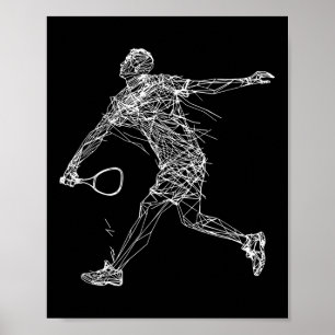 Badminton Player Drawing Shuttle Game For Boys  Poster