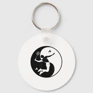 Badminton-player Game Shuttle Yin-yang-symbol Badm Keychain