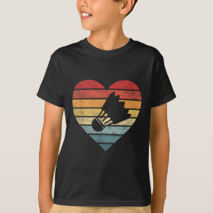 Badminton Player Gifts Retro Sunset Shuttle Birdie T-Shirt