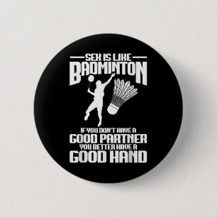 Badminton Player Good Hand Shuttle Player Badminto 2 Inch Round Button