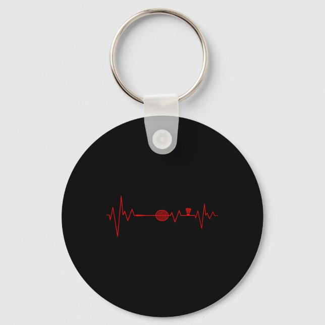 Badminton Player Heartbeat Racket Shuttle Sports  Keychain (Front)