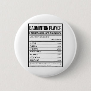 Badminton Player Information And Nutritional Facts 2 Inch Round Button