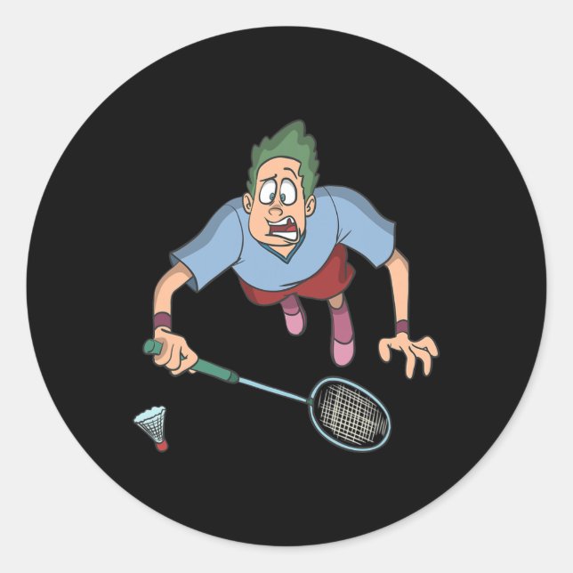 Badminton Player Jumping  Classic Round Sticker (Front)
