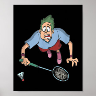 Badminton Player Jumping Poster
