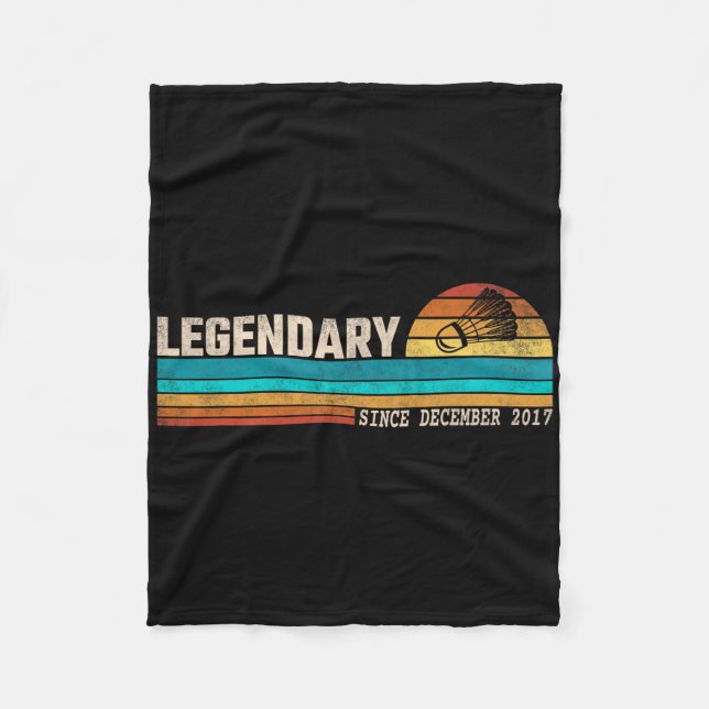 Badminton Player Legend Since December 2017 Birthd Fleece Blanket (Front)