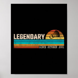 Badminton Player Legend Since October 2001 Birthda Poster