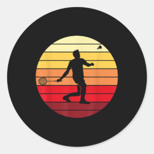 Badminton Player Lover Racquet Sport Shuttle Retro Classic Round Sticker