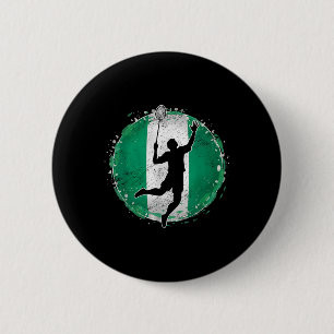 Badminton Player Nigeria Nigerian Flag Nigeria  2 Inch Round Button