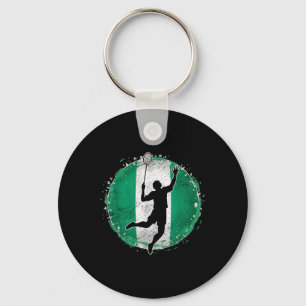 Badminton Player Nigeria Nigerian Flag Nigeria Keychain