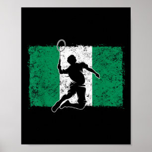 Badminton Player Nigeria Nigerian Flag Nigeria Poster