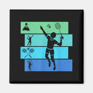 Badminton Player Players Coach Fans Boys Man Retro Magnet