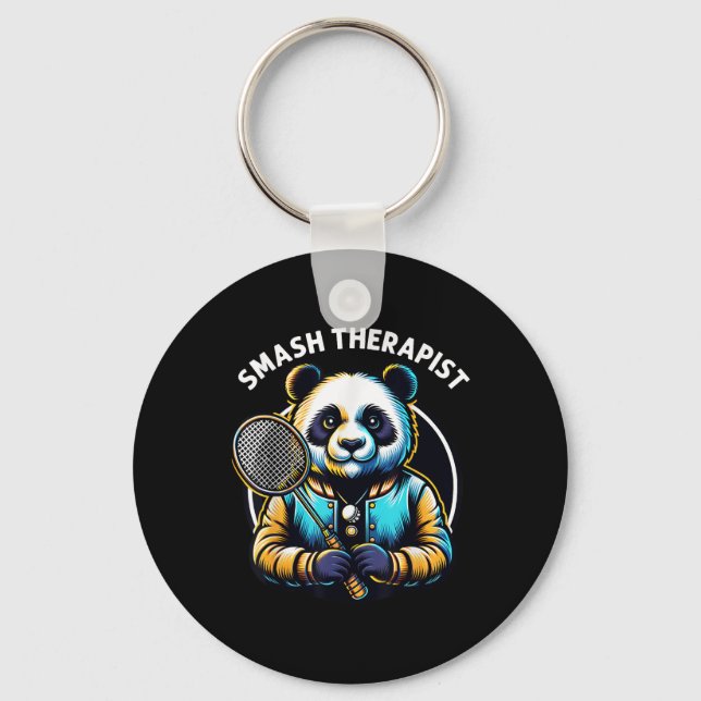 Badminton Player Pun Shuttle Smash Therapist Badmi Keychain (Front)
