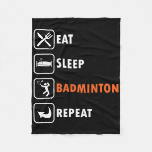 Badminton Player Racket Shuttle Athlete Eat Sleep Fleece Blanket