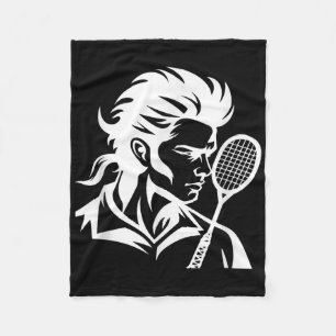 Badminton Player Racket Sports Shuttle  Fleece Blanket