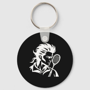Badminton Player Racket Sports Shuttle Keychain
