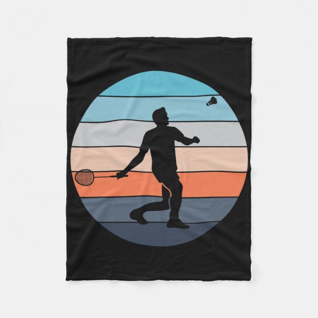 Badminton Player Racquet Sport Shuttle Retro Vinta Fleece Blanket (Front)