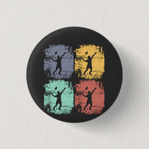 Badminton Player Retro 1 Inch Round Button