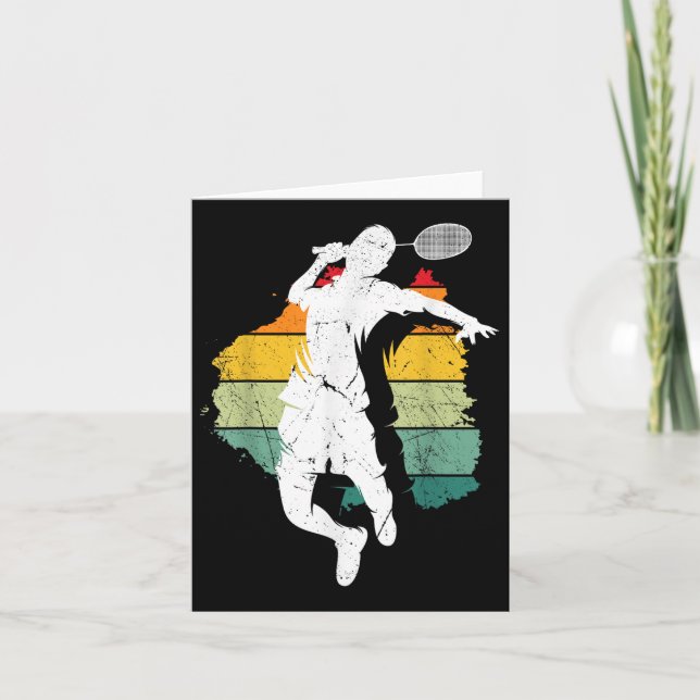 Badminton Player Retro Badminton Team Shuttle Play Card (Front)
